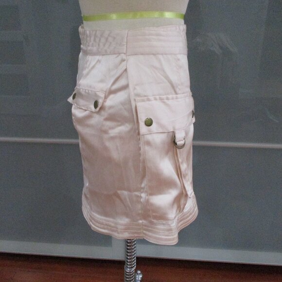 By Anthropologie Cargo Style Faux Wrap Satin Effect Mini Skirt - Picture 4 of 7